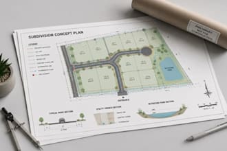 design subdivision site plans, utility layouts and stormwater drainage plan