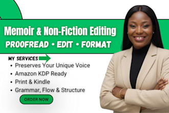 edit, proofread and format your memoir, autobiography and nonfiction book
