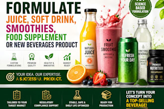 formulate juice, soft drink, smoothies food supplement or new beverages product