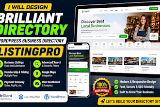 design brilliant directory wordpress business directory website, listingpro