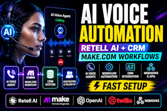 build retell ai ai voice agent automation with make com and CRM workflows