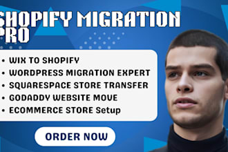migrate wordpress to shopify, wix godaddy squarespace to shopify migration