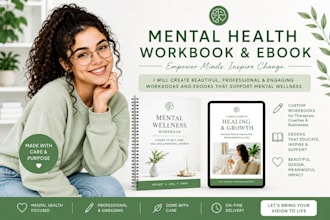 mental health workbook therapy journal canva workbook design