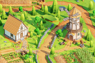 create 3d low poly game environments
