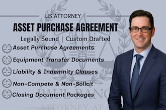 draft a legally binding asset purchase agreement for businesses and properties