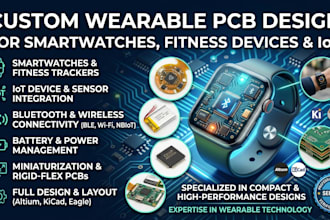 create wearable pcb for smartwatch, fitness, iot, battery, bluetooth integration
