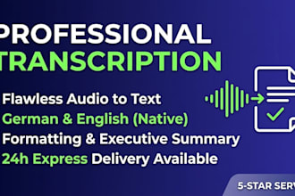 transcribe, proofread and summarize your german or englisch audio or vid