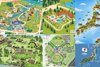 draw vector map illustration fantasy map custom map landscape map event map