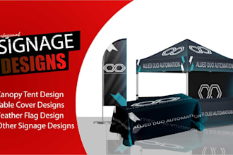 design canopy tent, table covers, feather flag