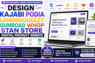 design kajabi podia lemonsqueezy gumroad whop stan store digital product website