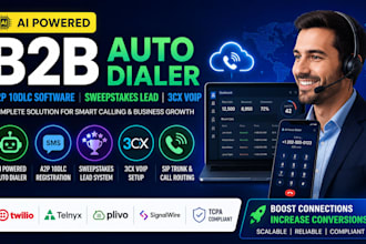 setup ai powered b2b auto dialer, a2p 10dlc software, sweepstkes lead, 3cx voip