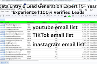 do public transport data entry, youtube email list and instagram email list