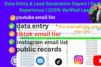 do public transport data entry, youtube email list and instagram email list
