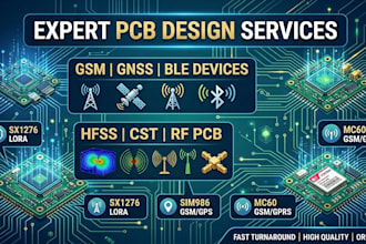 do rf pcb design for GSM, gnss, ble devices using sx1276, sim986, mc60 hfss,cst