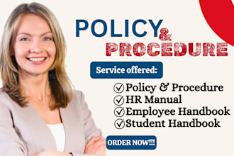 write ngo policy manuals sops, employee handbooks and HR policies