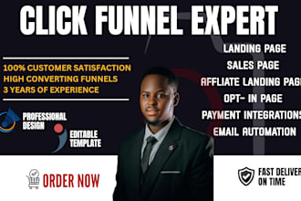 build clickfunnels landing page, sales funnel or website in clickfunnel