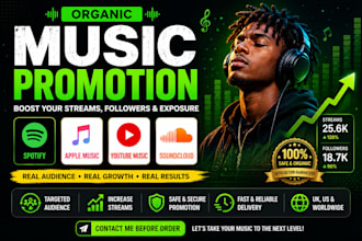 uk US  spotify music promotion apple music youtube music soundcloud music