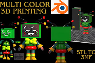 add color to 3dmodel, convert stl to 3mf, split 3d parts and convert 2d image