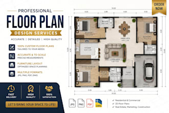 draw professional 2d floor plan, house plan, office layout