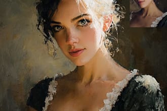 make artistic oil painting on oil canvas