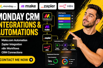 connect your monday boards and crm platforms with make com, zapier or n8n