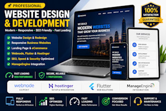 create responsive website design with webnode and flutter, hostinger integration