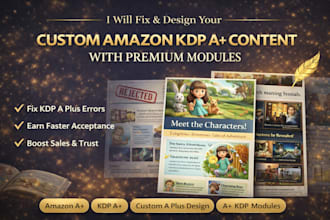 fix and design your custom amazon KDP a plus content with premium modules