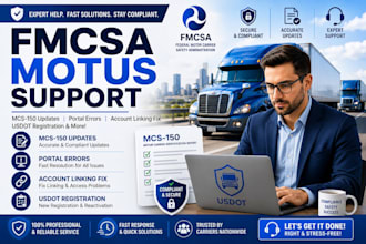 fmcsa motus usdot registration help  mcs150 portal fix