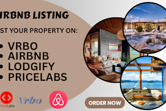 setup and optimize vrbo, pricelabs, airbnb listing, lodgify, guesty for bookings