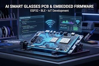 develop ai smart glasses pcb, esp32, ble and embedded firmware