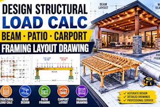 design structural load calc beam patio carport framing layout drawing