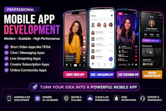create social media app, streaming app and online community app