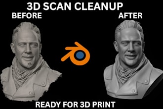 fix, clean and repair 3d scan stl mesh with retopology for 3d printing