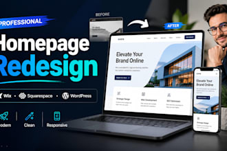 redesign wix squarespace wordpress homepage website