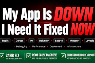 base44 lovable replit bolt app bug fix, debugging, repair and deployment help