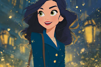 beautiful portrait in disney cartoon
