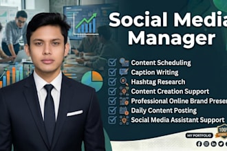 social media management content scheduling caption writing and hashtag research