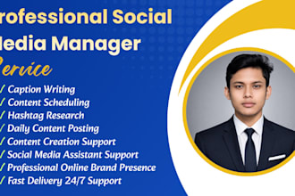 social media management content scheduling caption writing and hashtag research