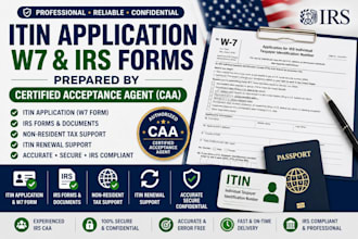 prepare your itin application w7 and required irs forms as caa