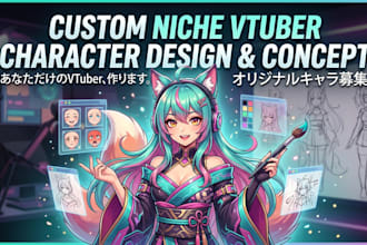 design niche vtuber character design,vtuber character,custom vtuber and  banner