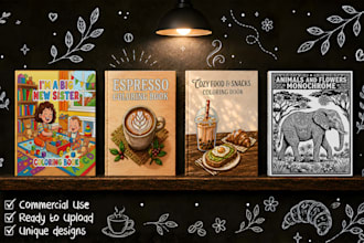 create custom coloring book pages and covers for amazon KDP