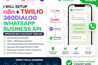 setup n8n twilio 360dialog whatsapp business API, bsp whatsapp template approval