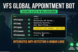 customize booking bot,vfs appointment,vfs appointment bot,vfs bot,ticket bot