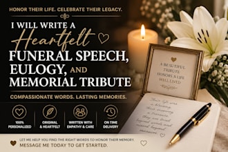 write a heartfelt funeral speech eulogy and memorial tribute