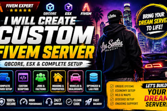 create custom qbcore, esx, and fivem server setup