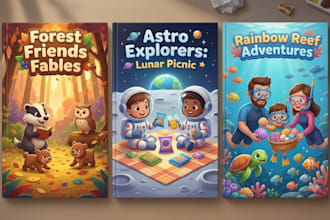 illustrate 3d children book illustration, children story book for kids and cover
