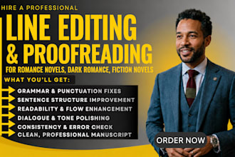 proofread and line edit romance novel, dark romance line editing, fiction novel