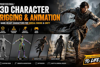 rig and animate 3d game characters for unreal engine or unity creation