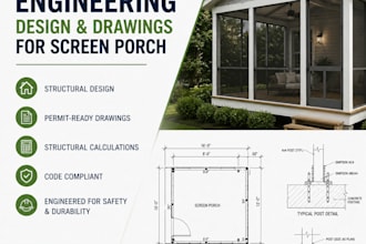 civil and structural engineering design, drawings, and calculations screen porch