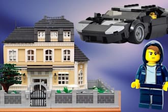 design lego 3d model, lego moc, lego car, lego technic with manual instructions